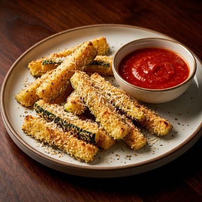 Parmesan Zucchini Fries with Marinara Dipping Sauce