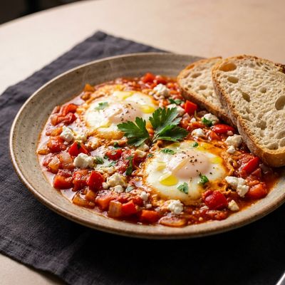 Shakshuka with Feta and Crusty Bread