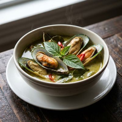 Thai Green Curry with Mussels and Thai Basil